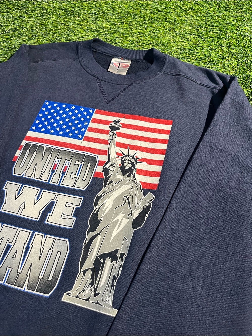 Jerzees United We Stand Statue of Liberty Sweatshirt Navy Blue